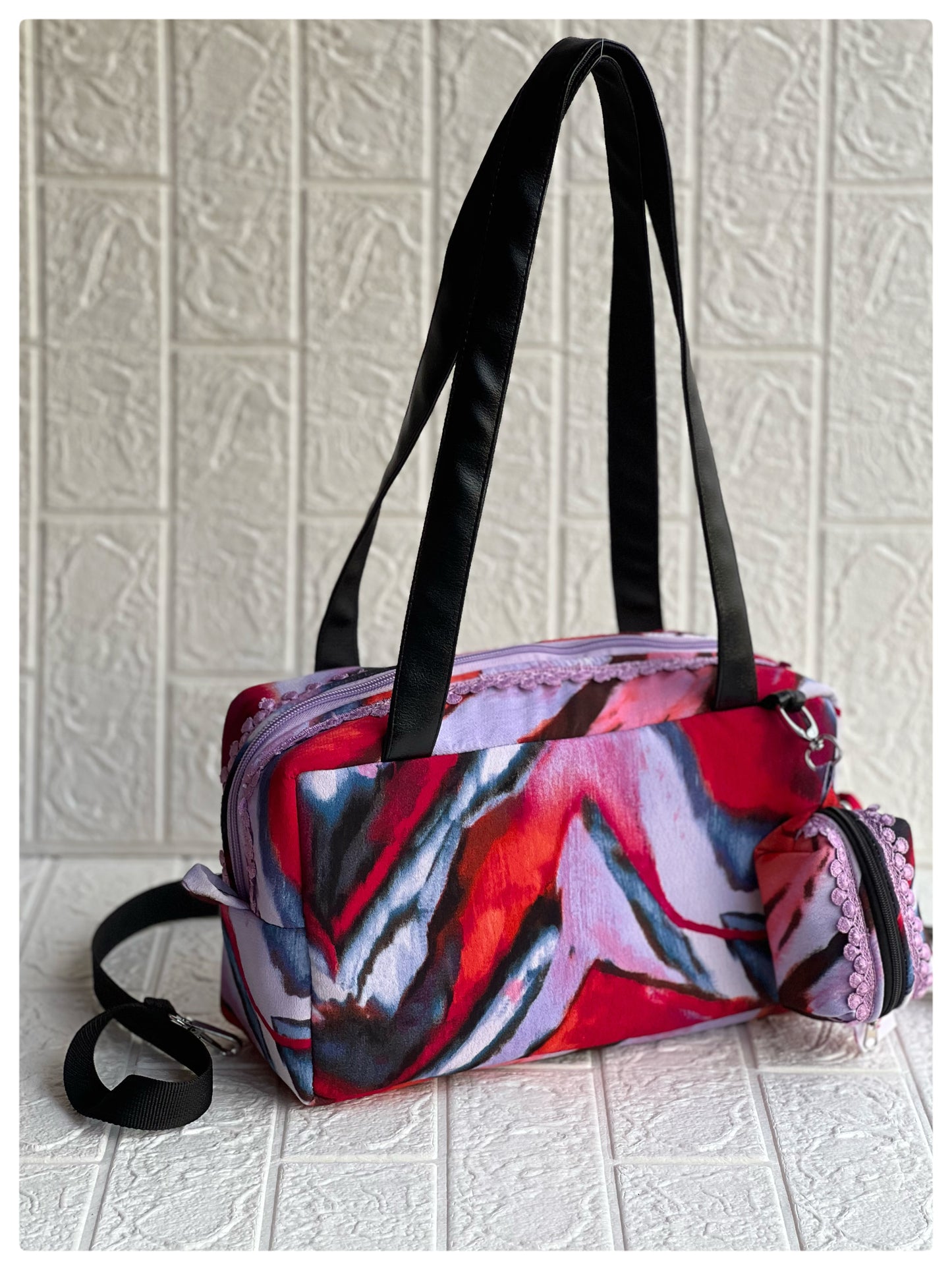 PINK ABSTRACT PAMELA TOTE
