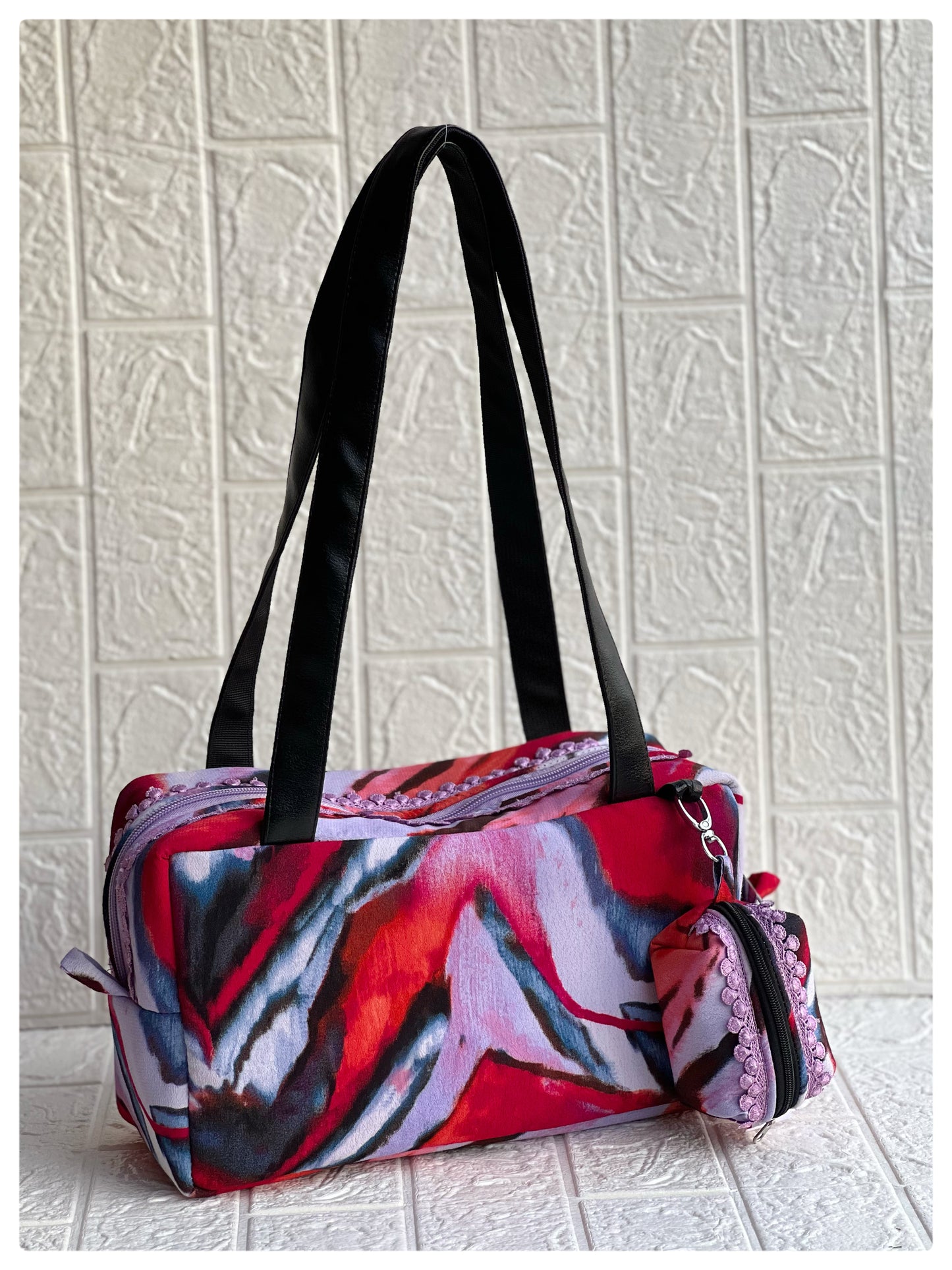 PINK ABSTRACT PAMELA TOTE
