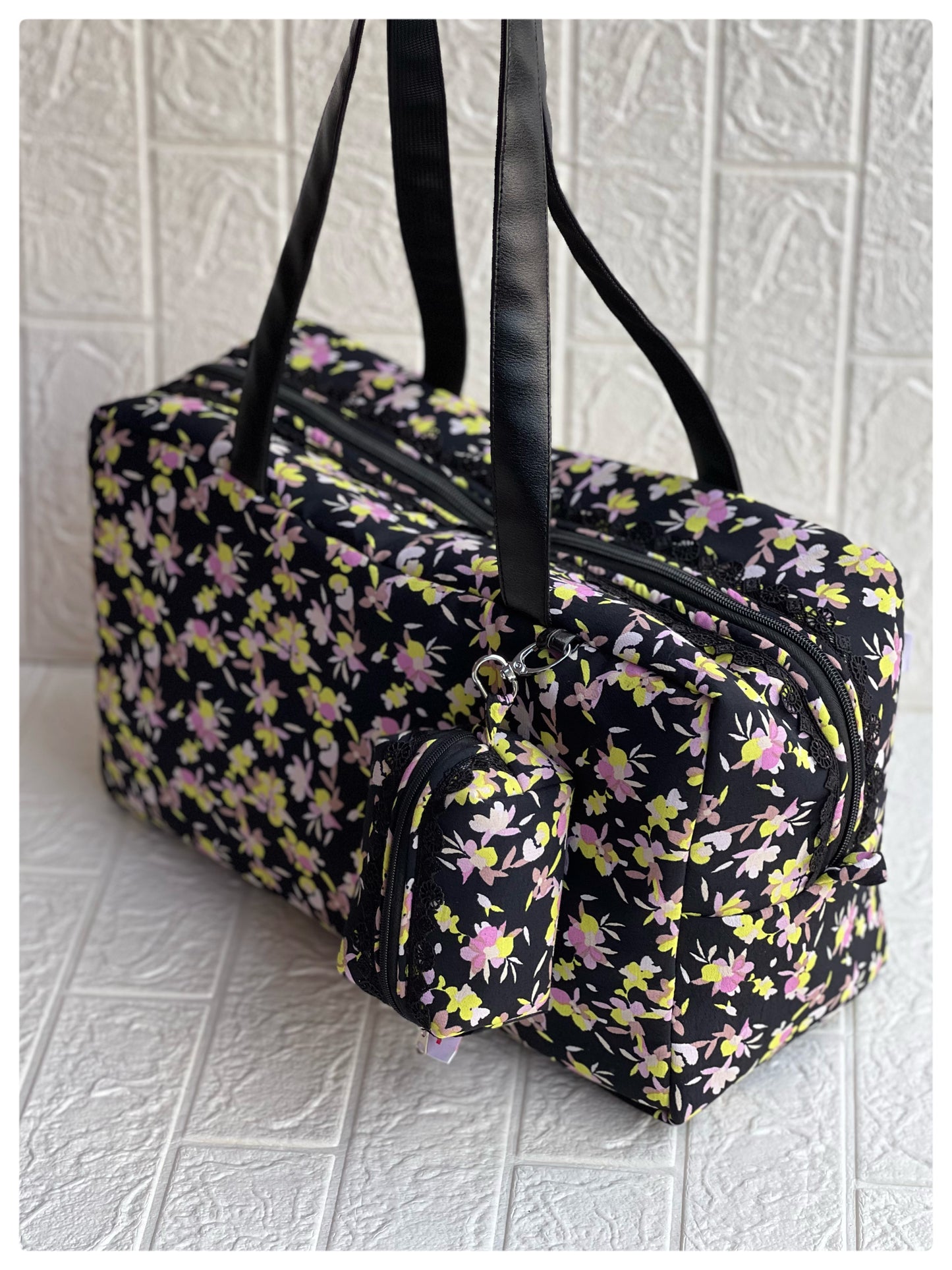 BLACK YELLOW FLORAL PABLO TOTE