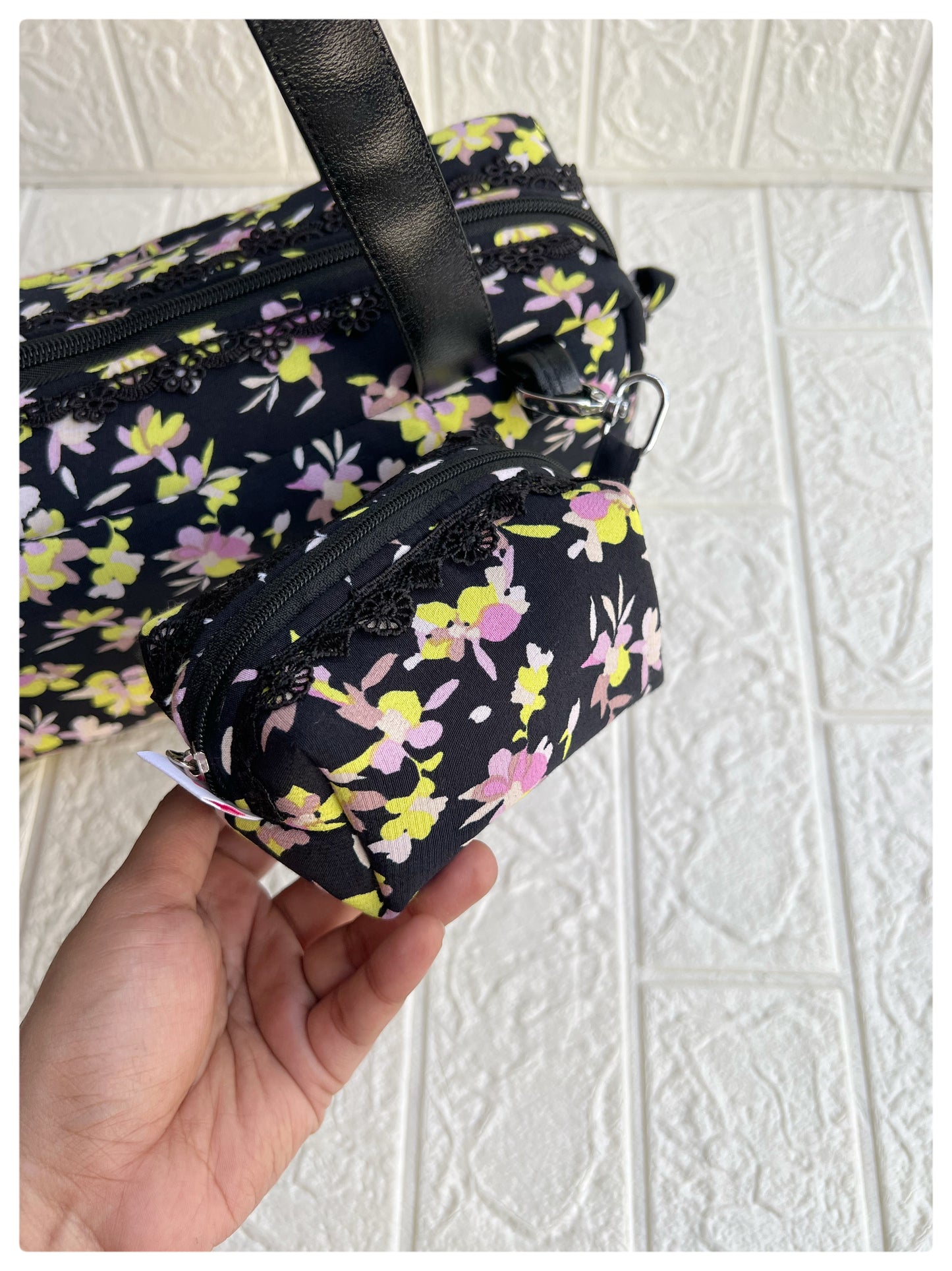 BLACK YELLOW FLORAL PABLO TOTE