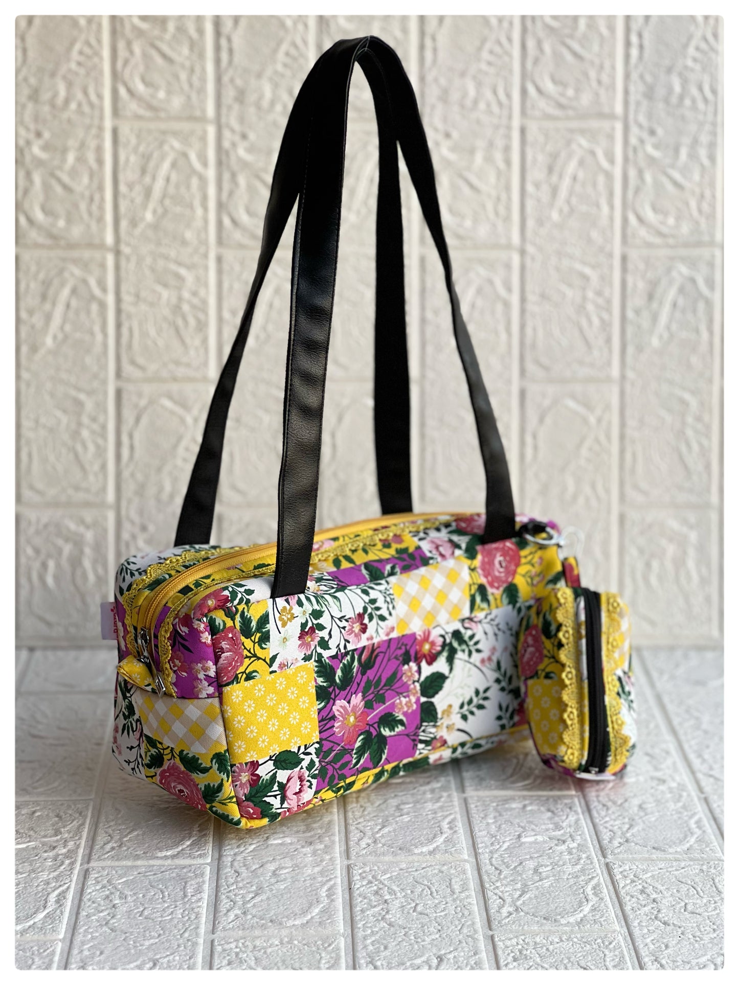 YELLOW FLORAL PAMELA TOTE