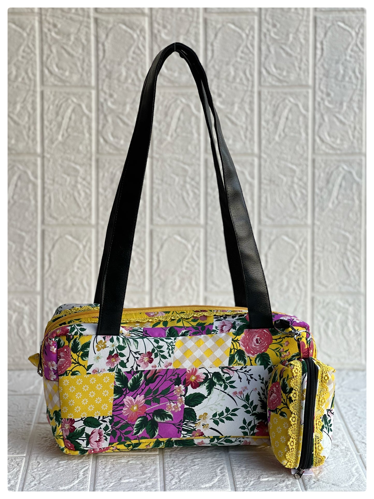 YELLOW FLORAL PAMELA TOTE