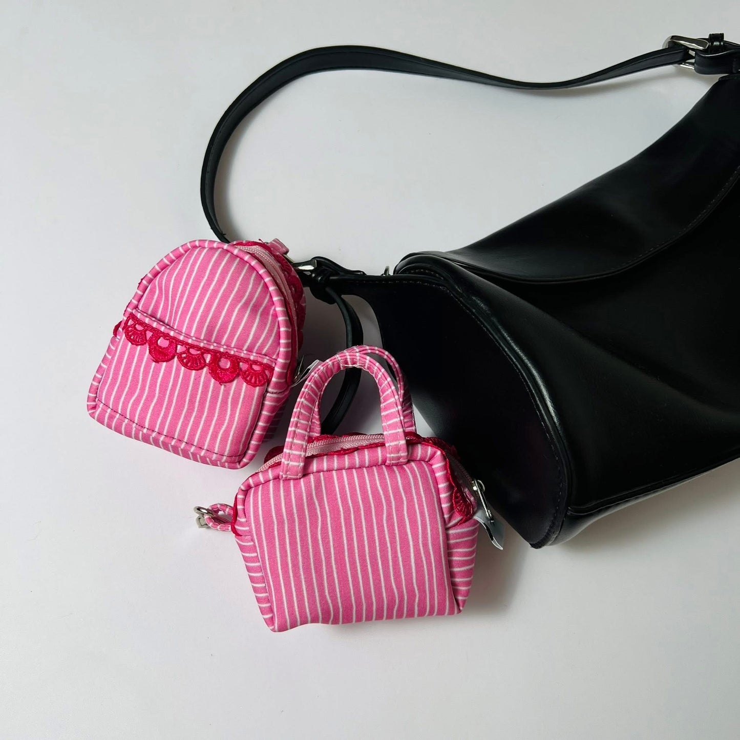 PINK STRIPE SOFTSHELL BAG-CHARM