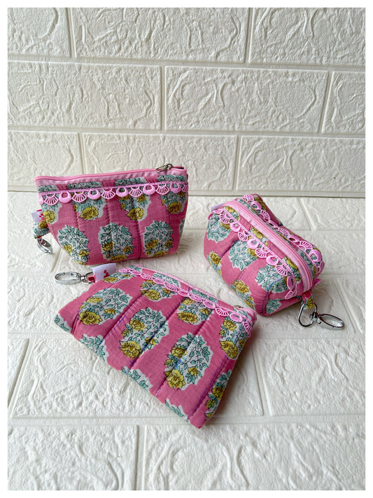 PINK BLUE JOYPURI QUILTED KEY-CHARM
