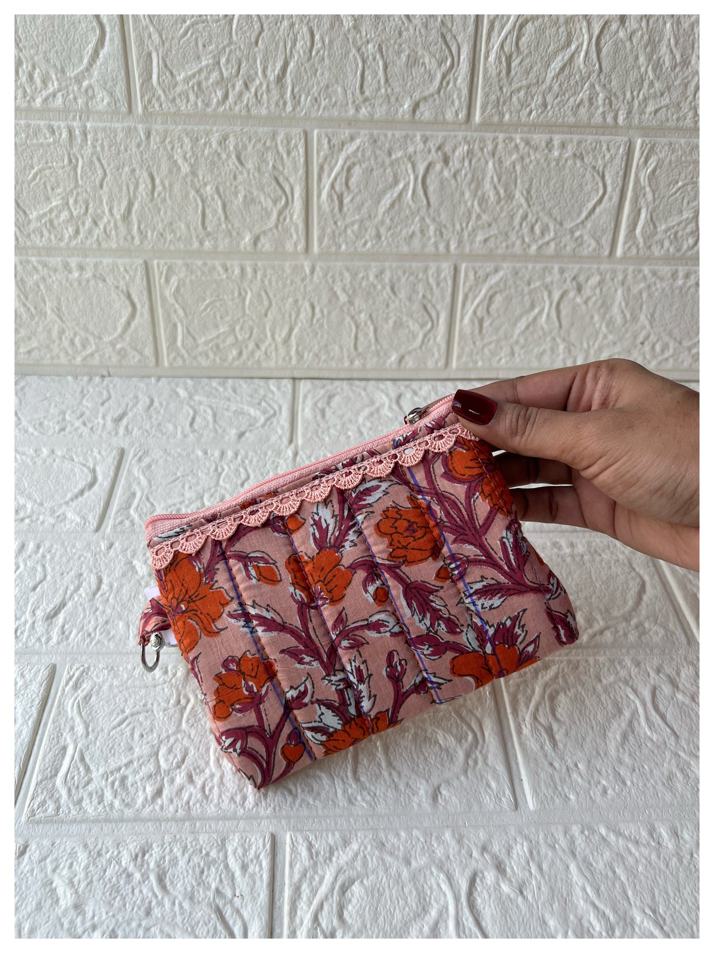 PEACH JOYPURI QUILTED KEY-CHARM
