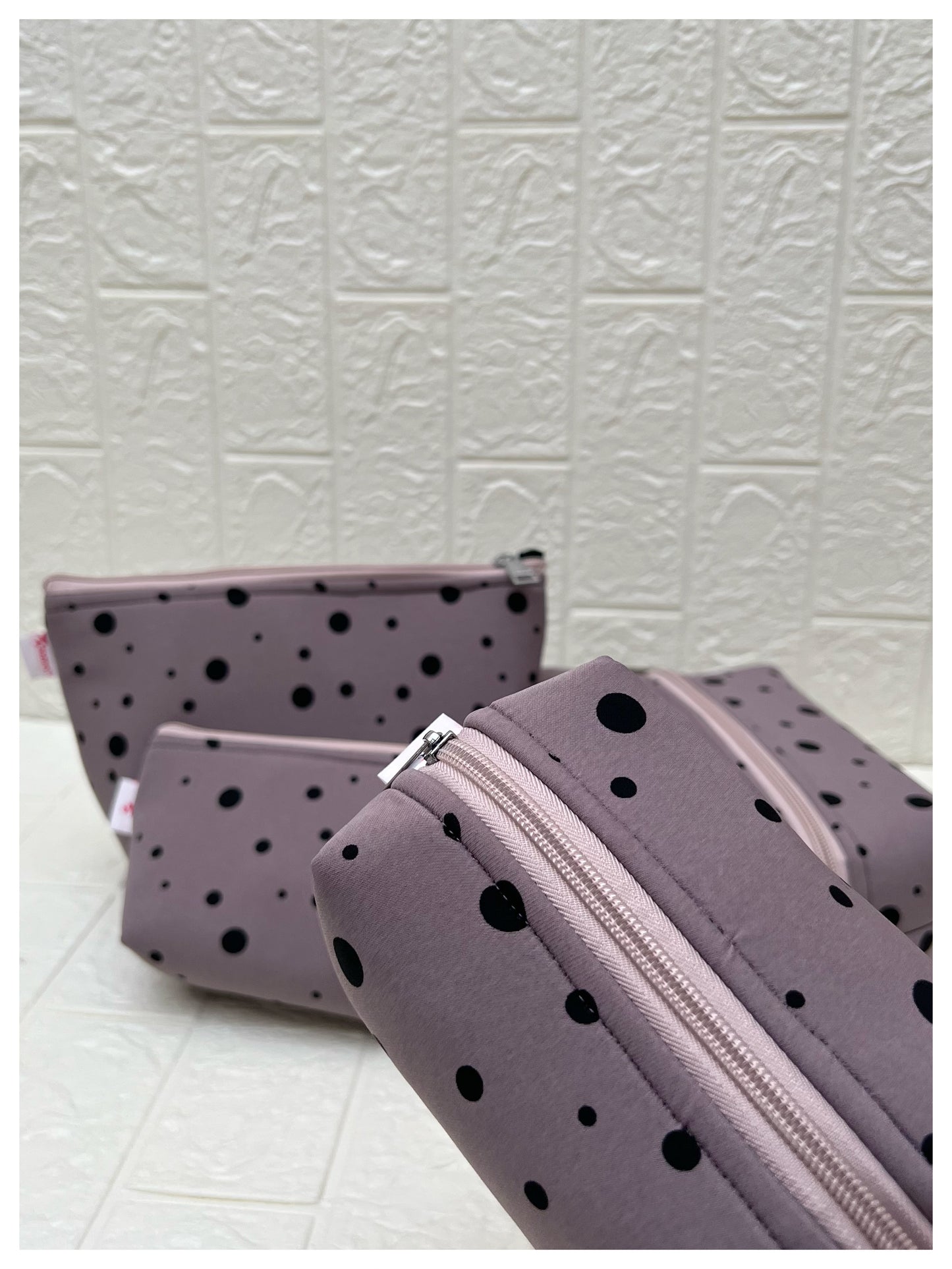 LIGHT PURPLE SMALL BIG POLKA  POUCHES