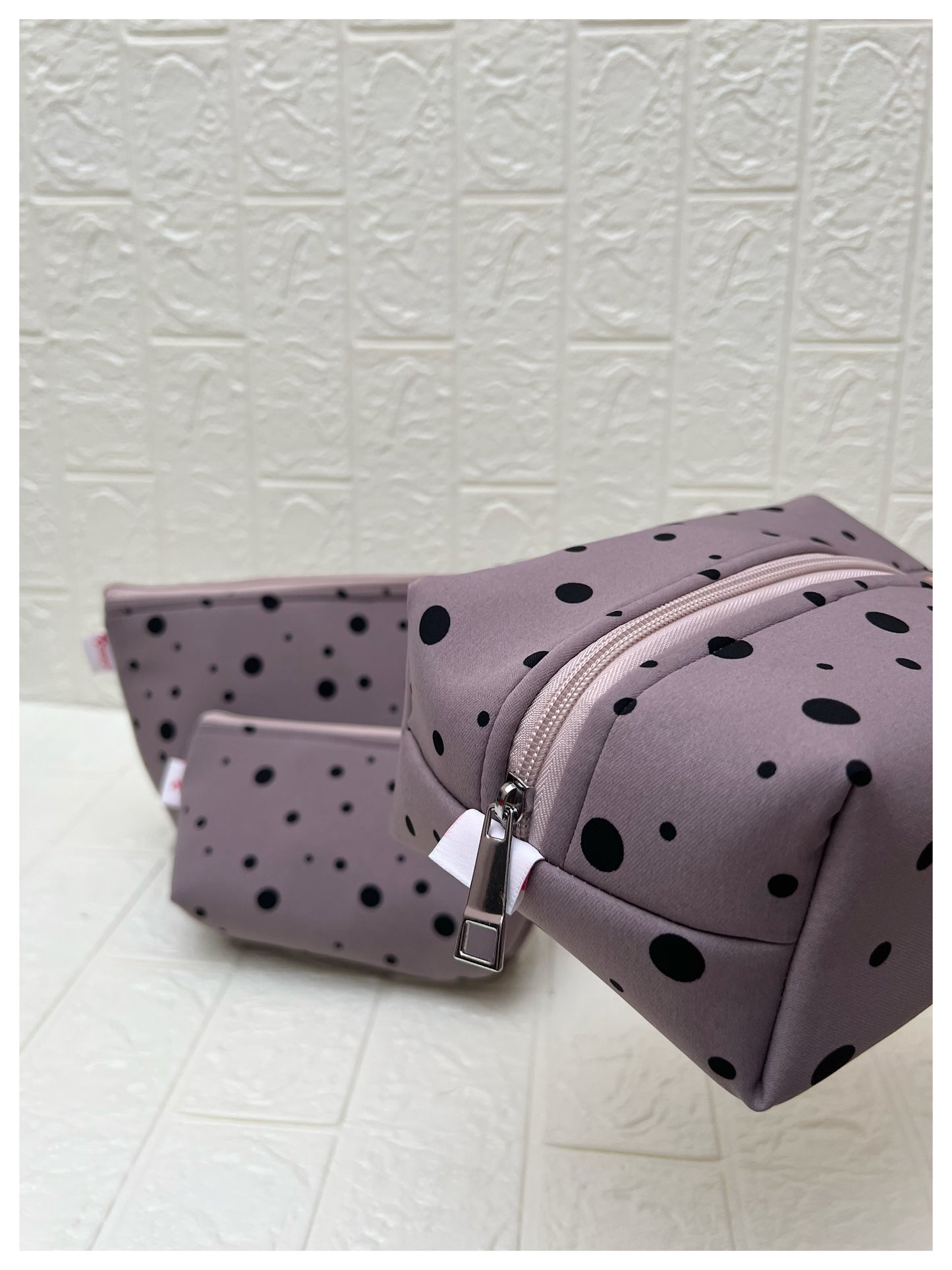 LIGHT PURPLE SMALL BIG POLKA  POUCHES