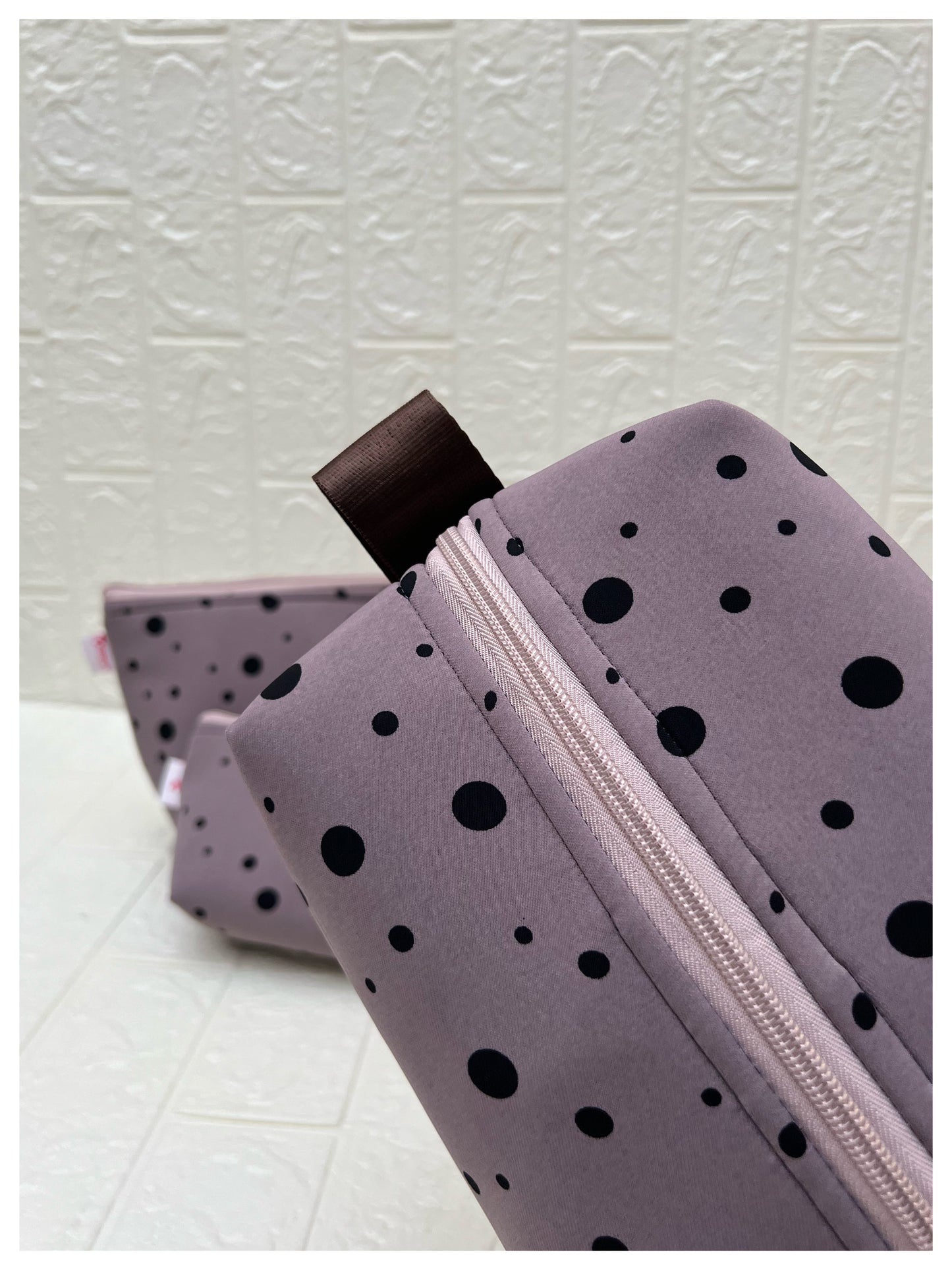 LIGHT PURPLE SMALL BIG POLKA  POUCHES