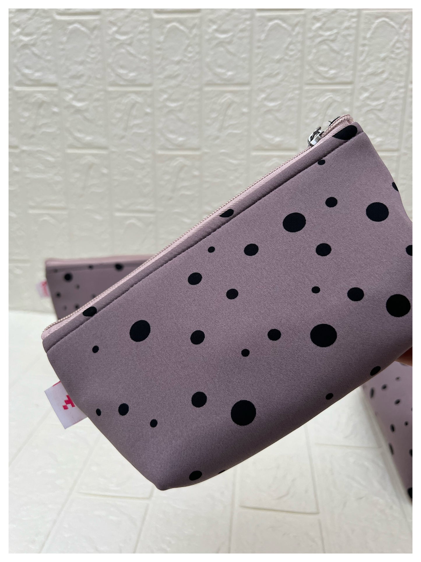 LIGHT PURPLE SMALL BIG POLKA  POUCHES