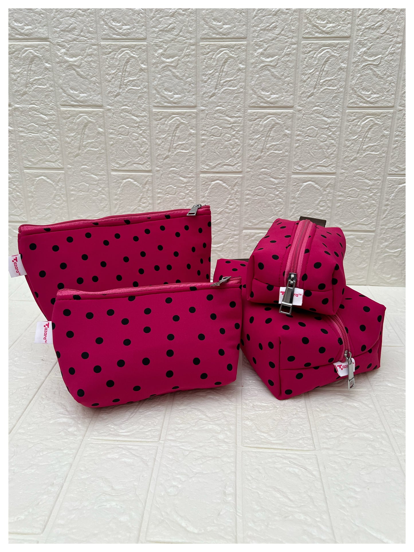 HOT PINK POLKA  POUCHES