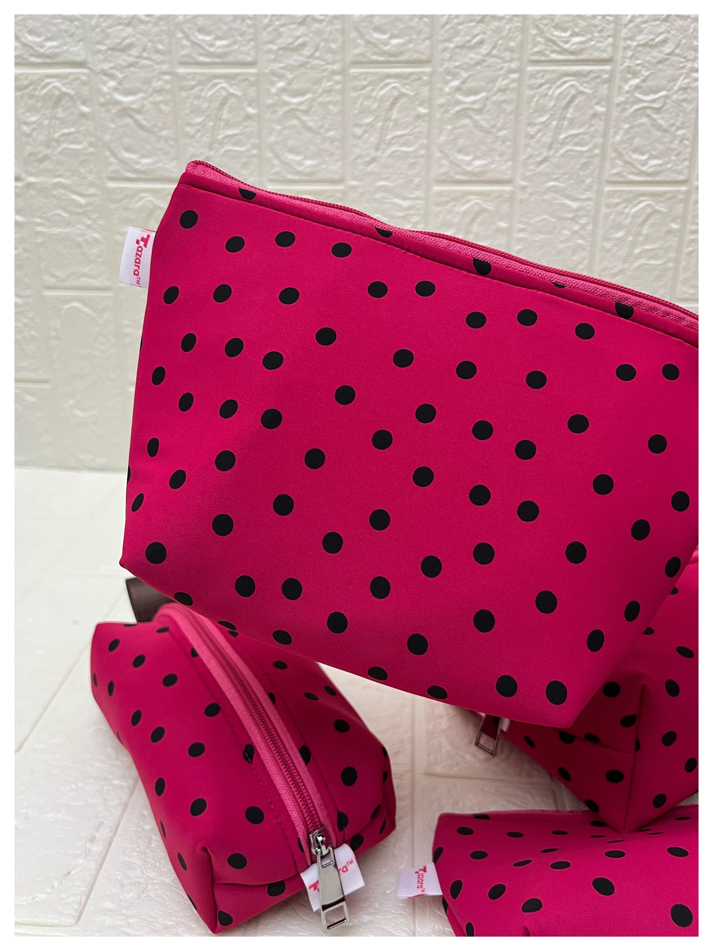 HOT PINK POLKA  POUCHES