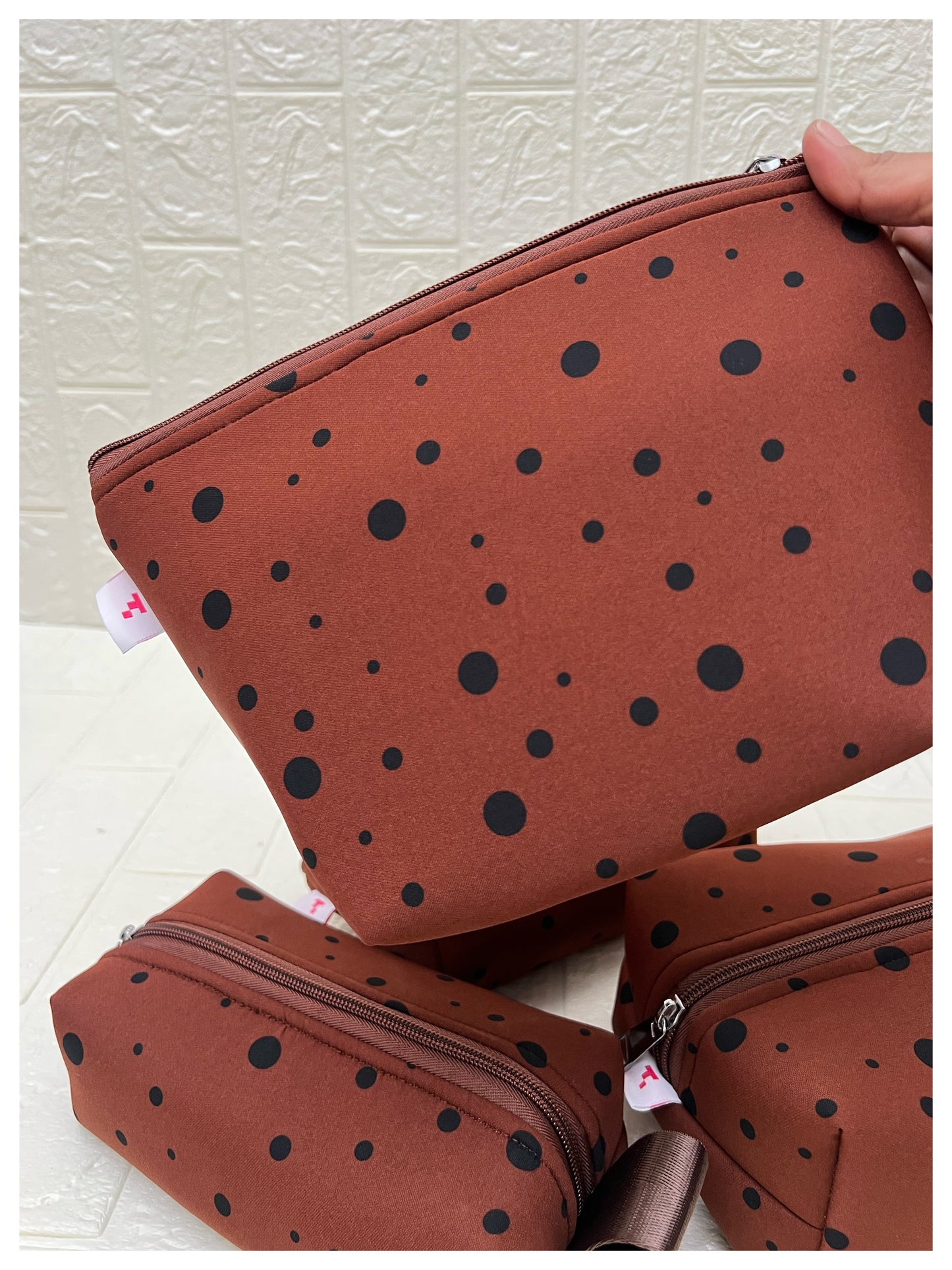 TERRACOTTA POLKA  POUCHES