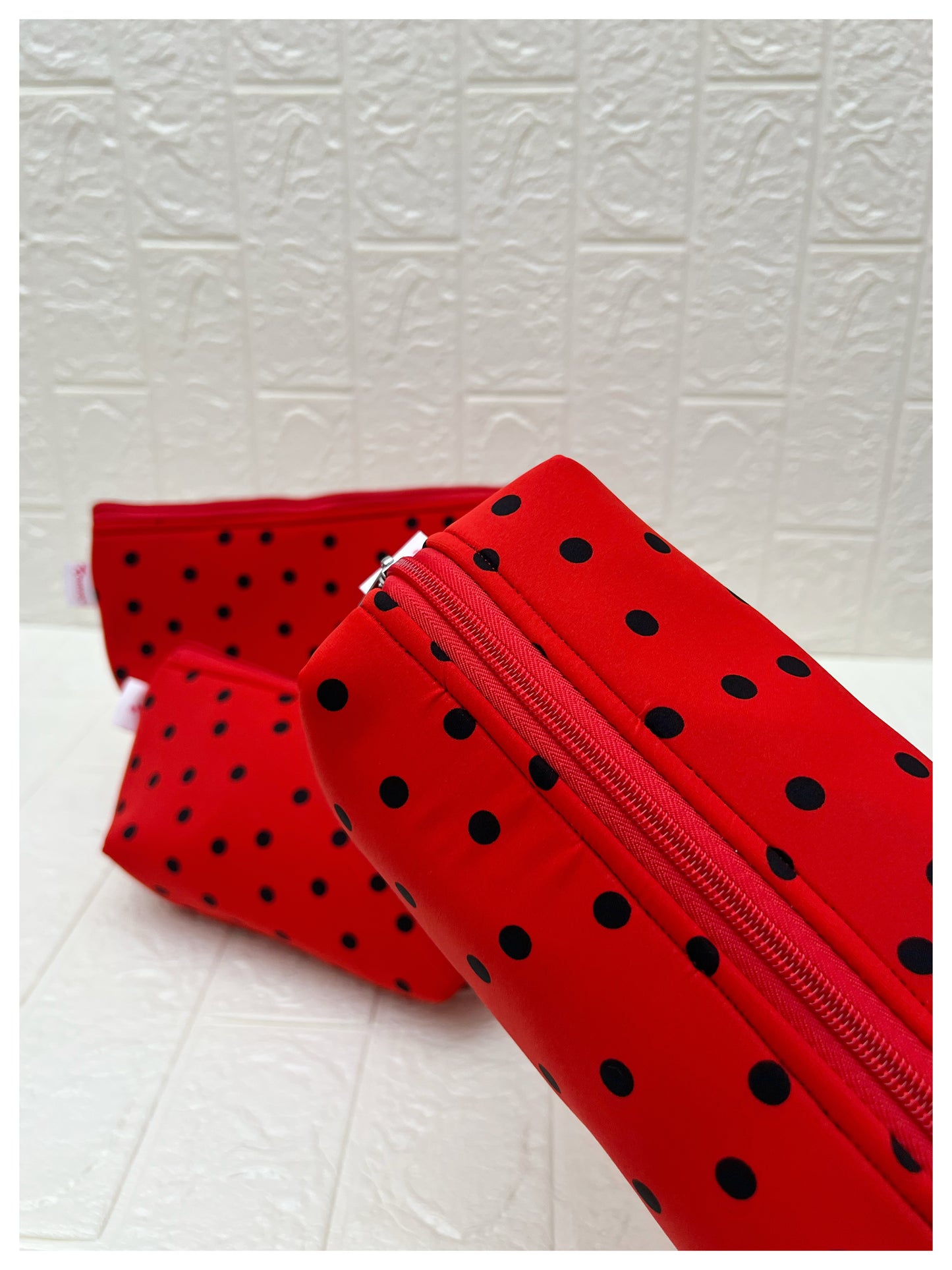 RED BLACK POLKA  POUCHES