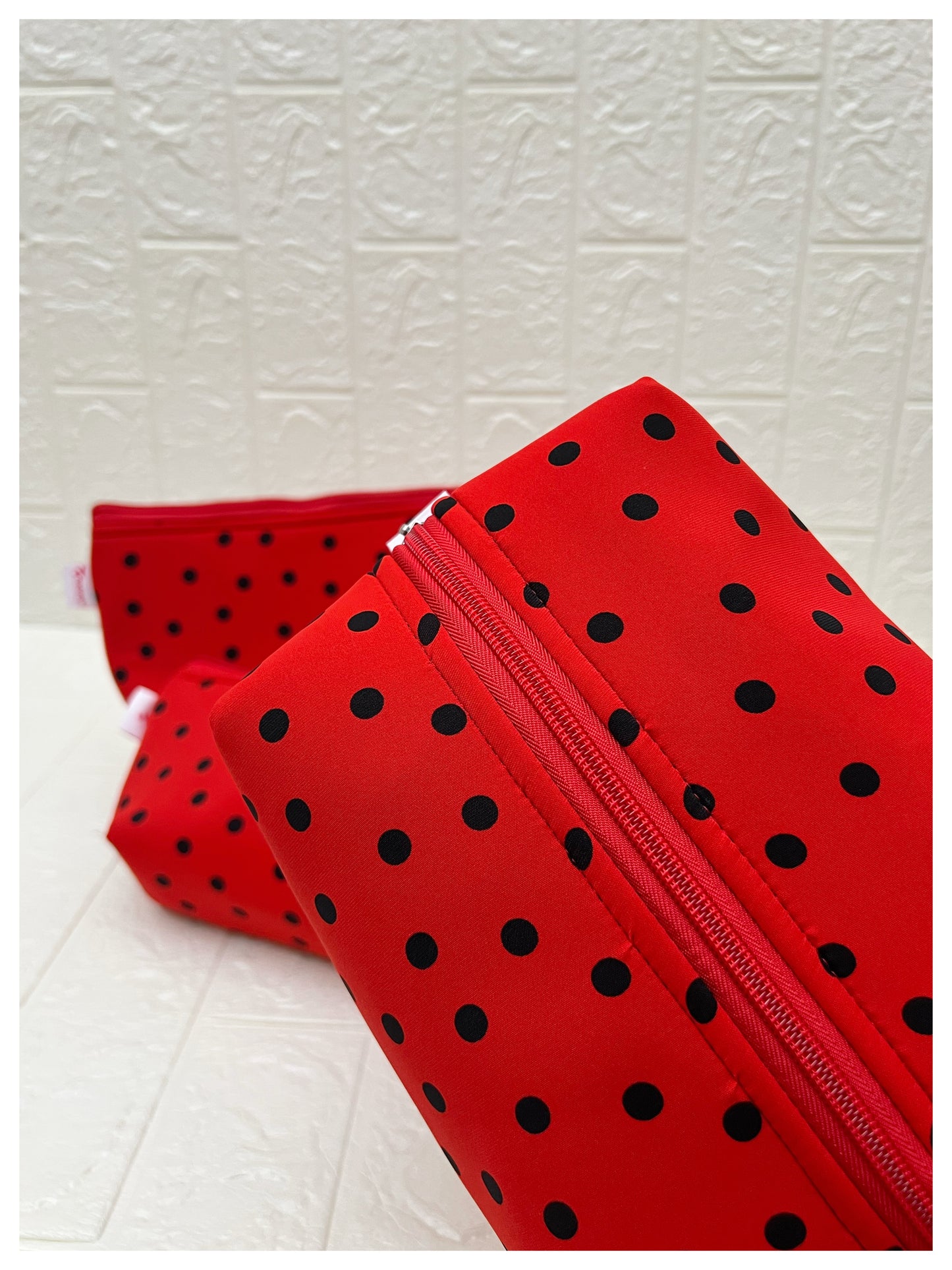 RED BLACK POLKA  POUCHES