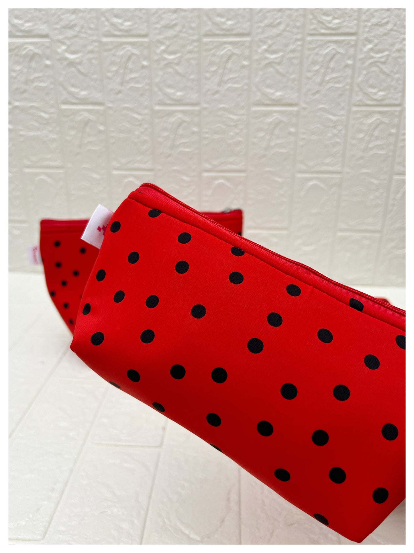 RED BLACK POLKA  POUCHES