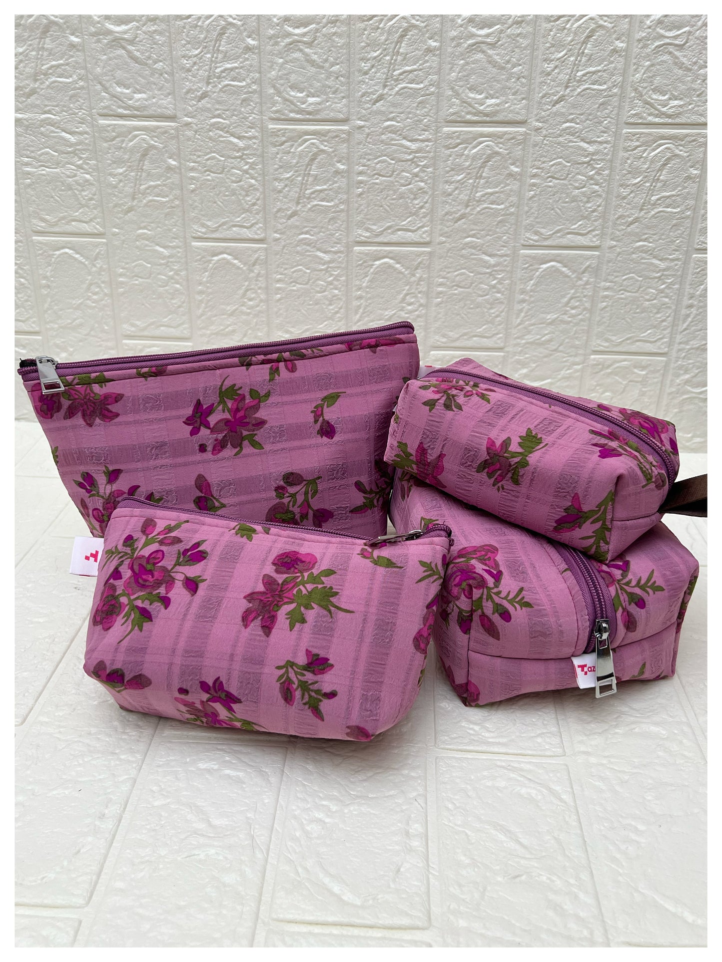 PINK ORCHID FLORAL  POUCHES