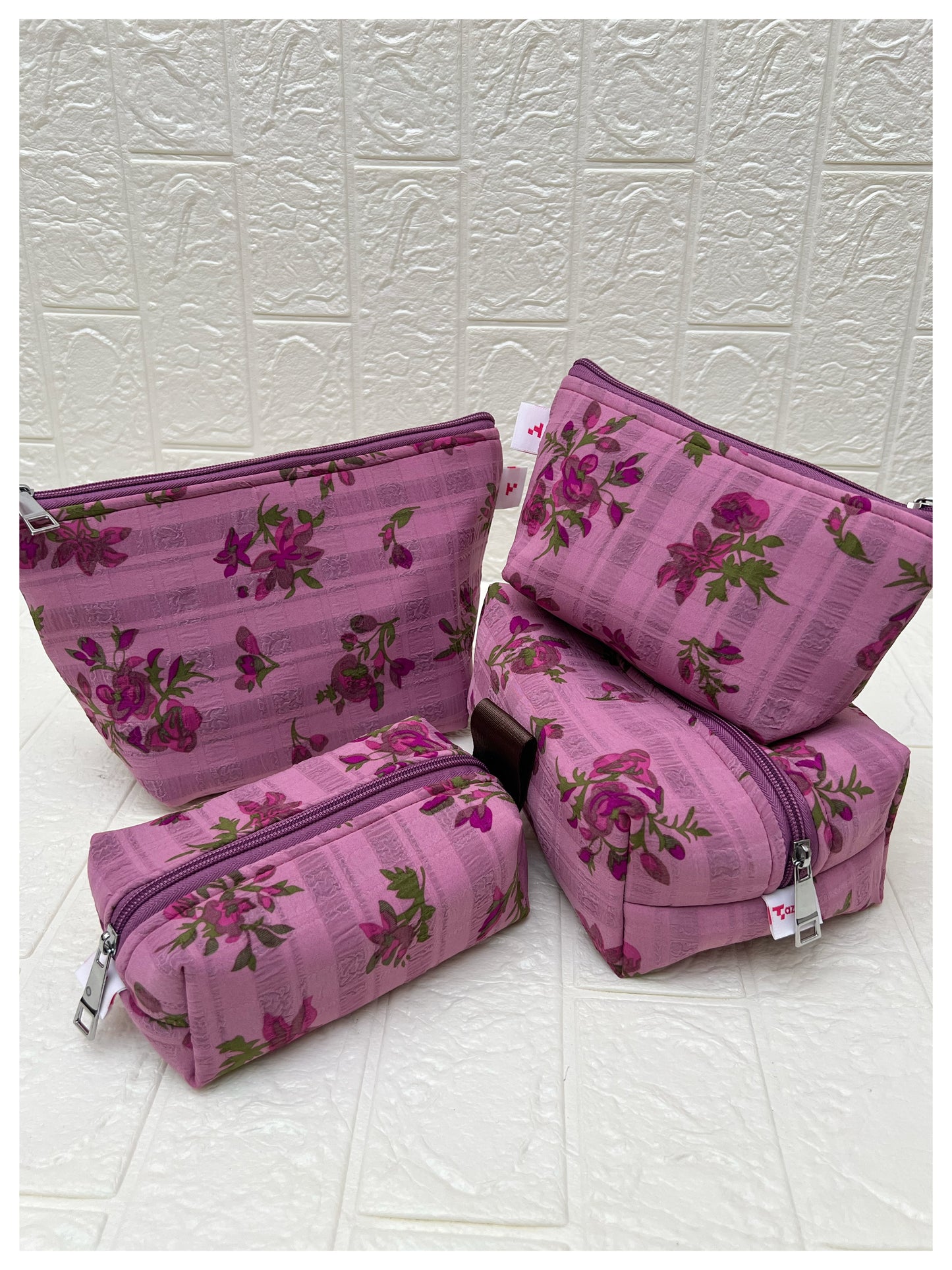 PINK ORCHID FLORAL  POUCHES