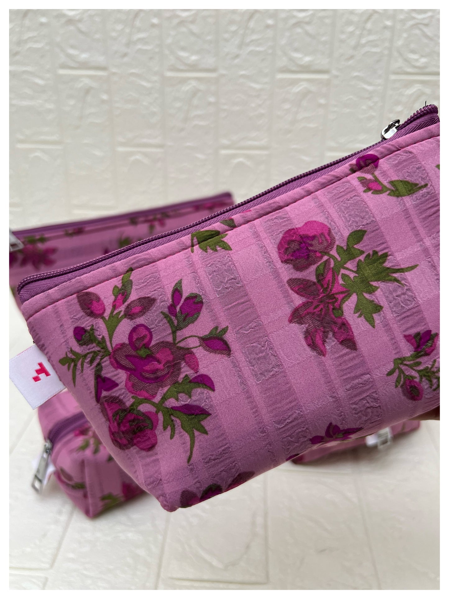 PINK ORCHID FLORAL  POUCHES