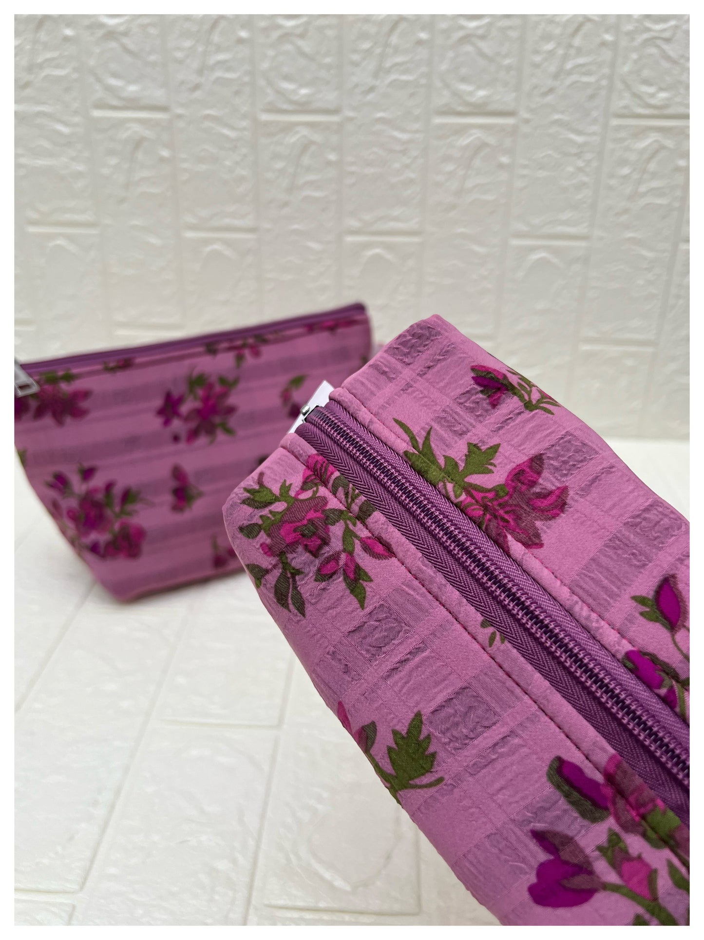 PINK ORCHID FLORAL  POUCHES