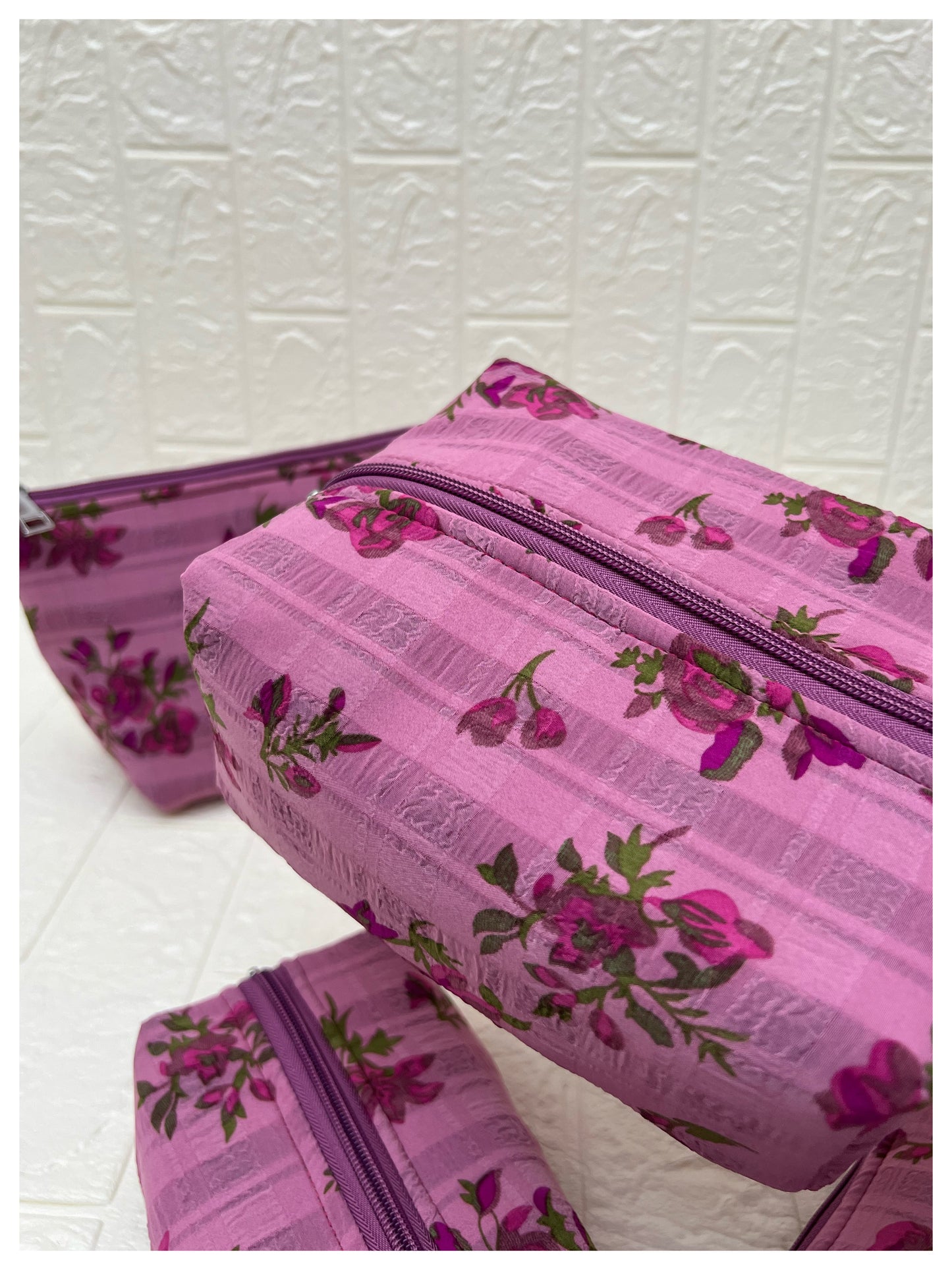 PINK ORCHID FLORAL  POUCHES