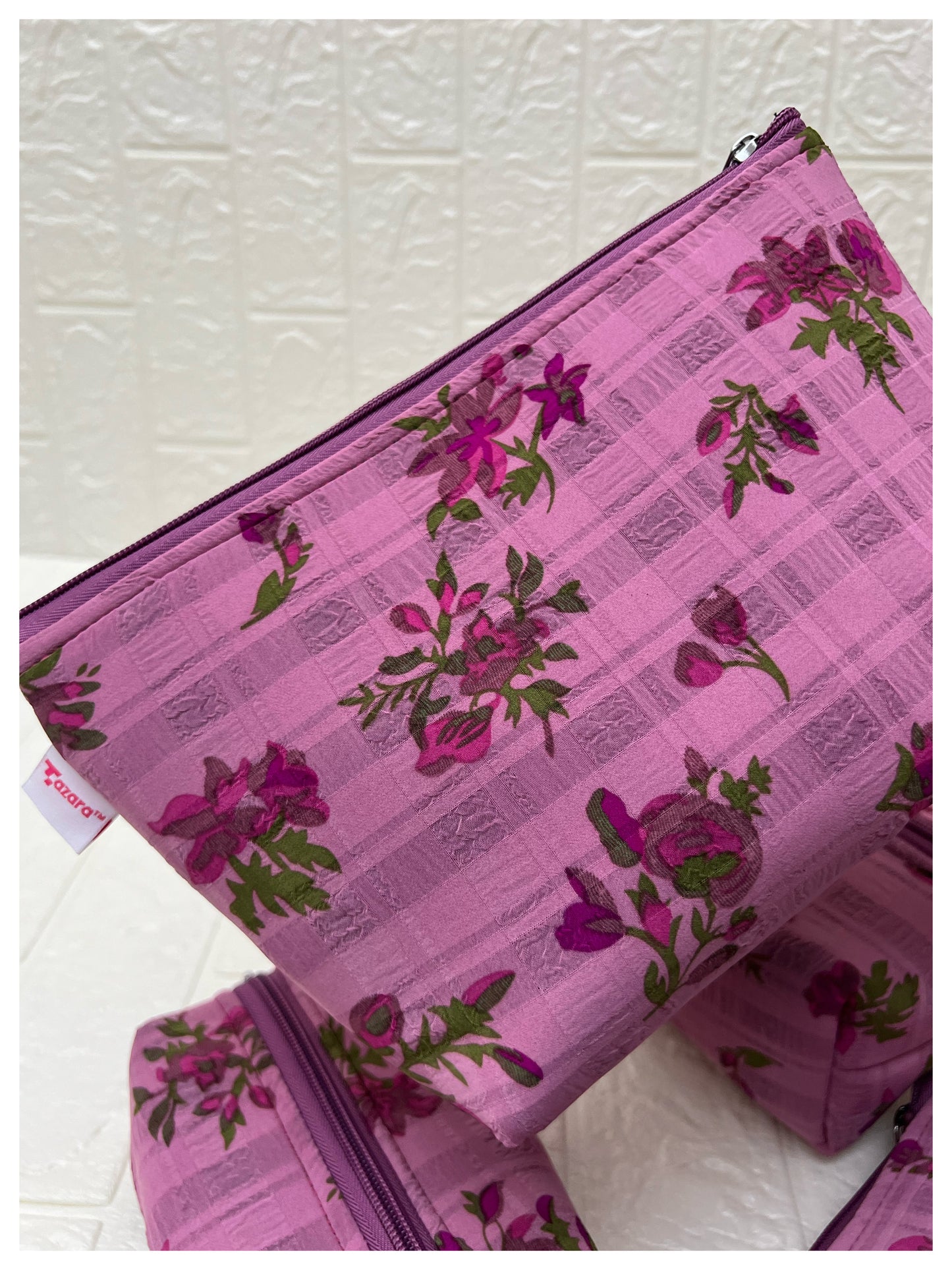 PINK ORCHID FLORAL  POUCHES