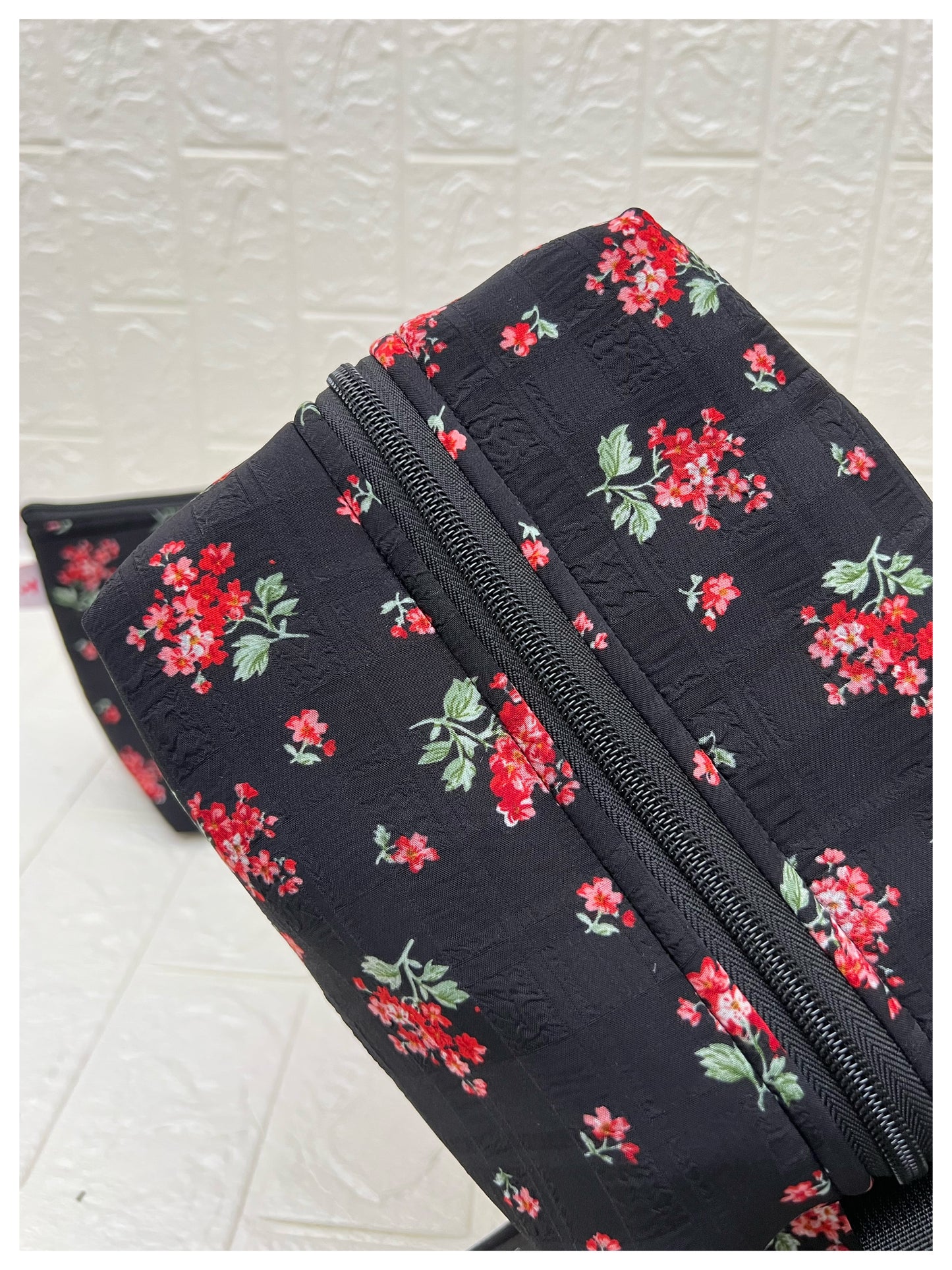 BLACK REDBUD FLORAL POUCHES