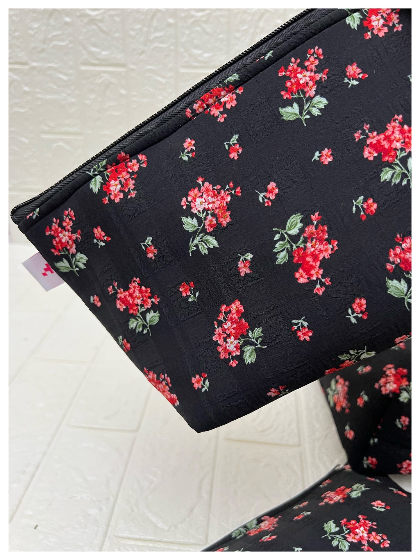 BLACK REDBUD FLORAL POUCHES