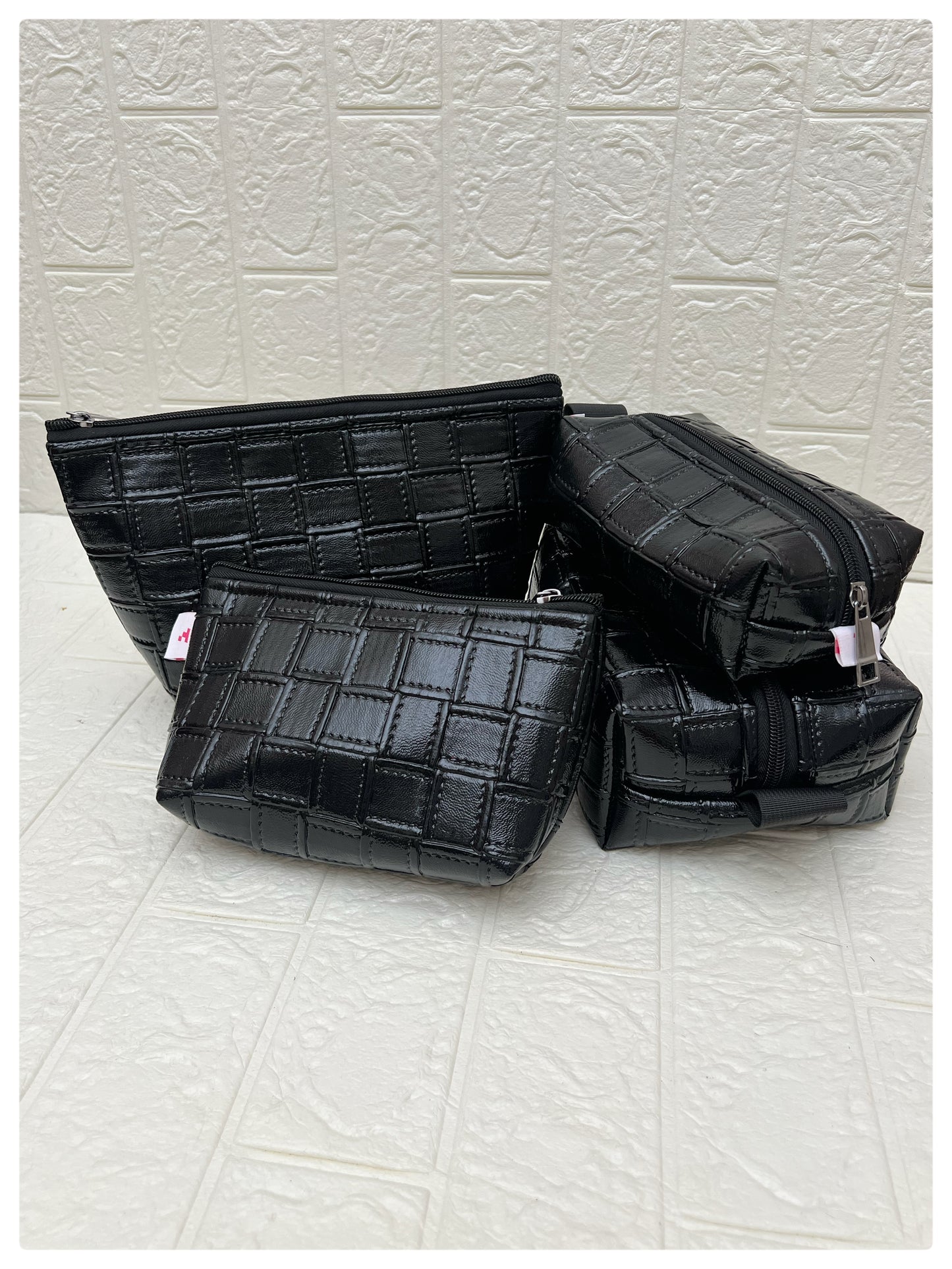 BOXY FAUX LEATHER POUCHES