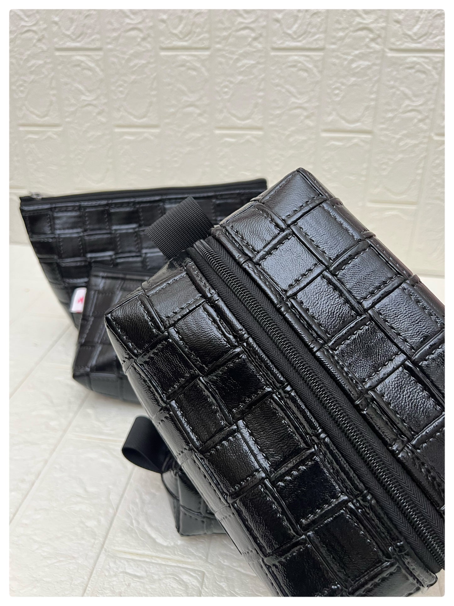 BOXY FAUX LEATHER POUCHES