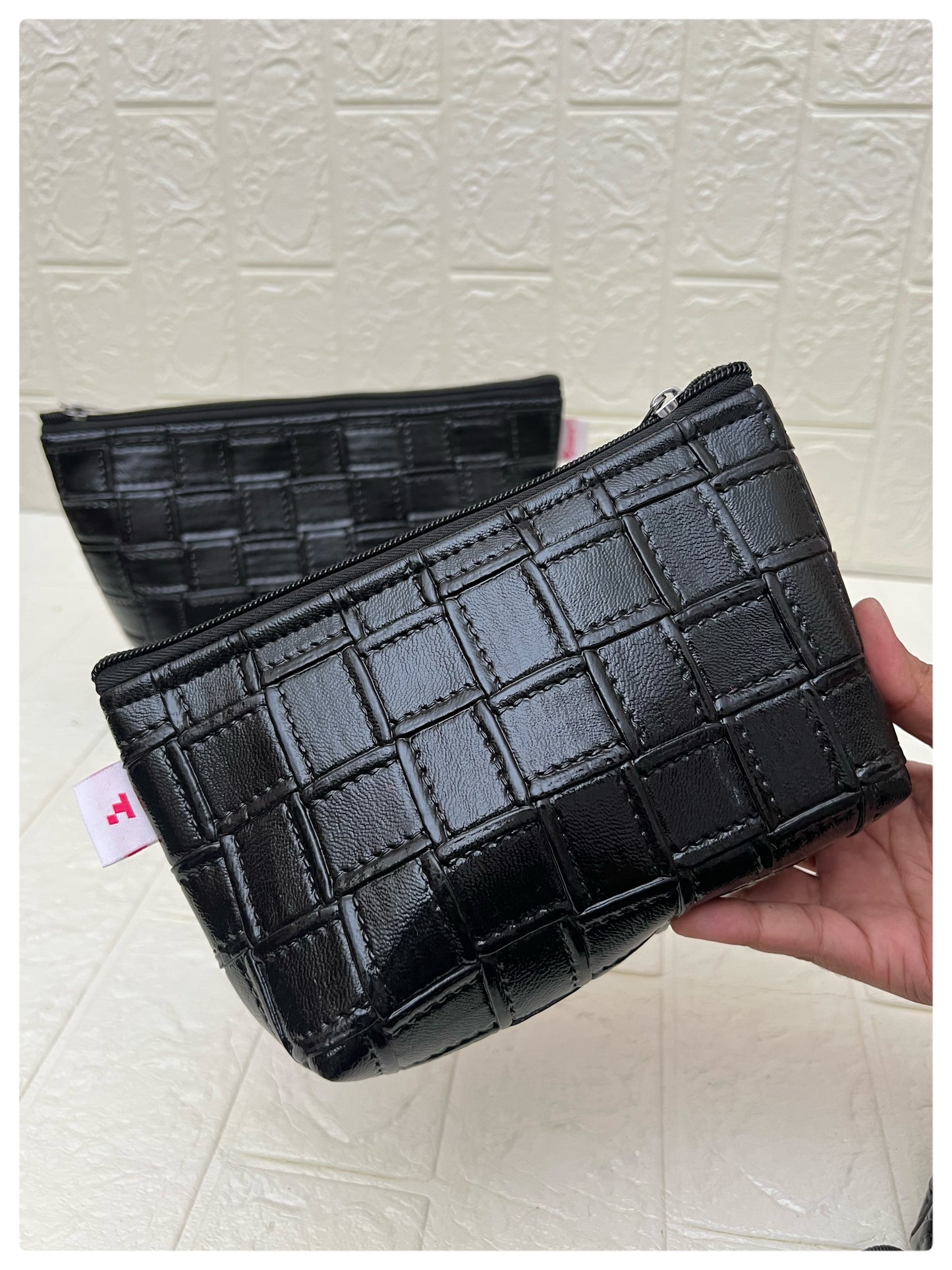 BOXY FAUX LEATHER POUCHES