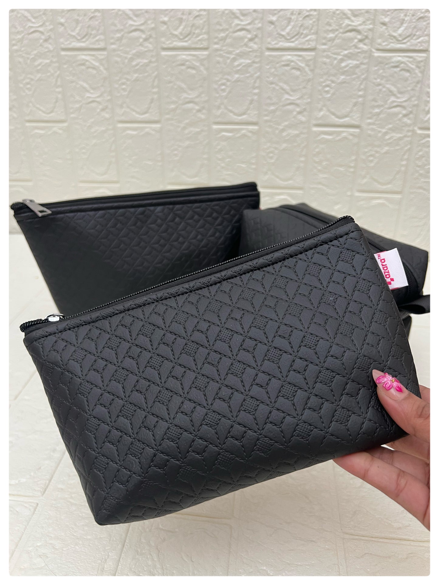 BLACK NOKSHA FAUX LEATHER POUCHES