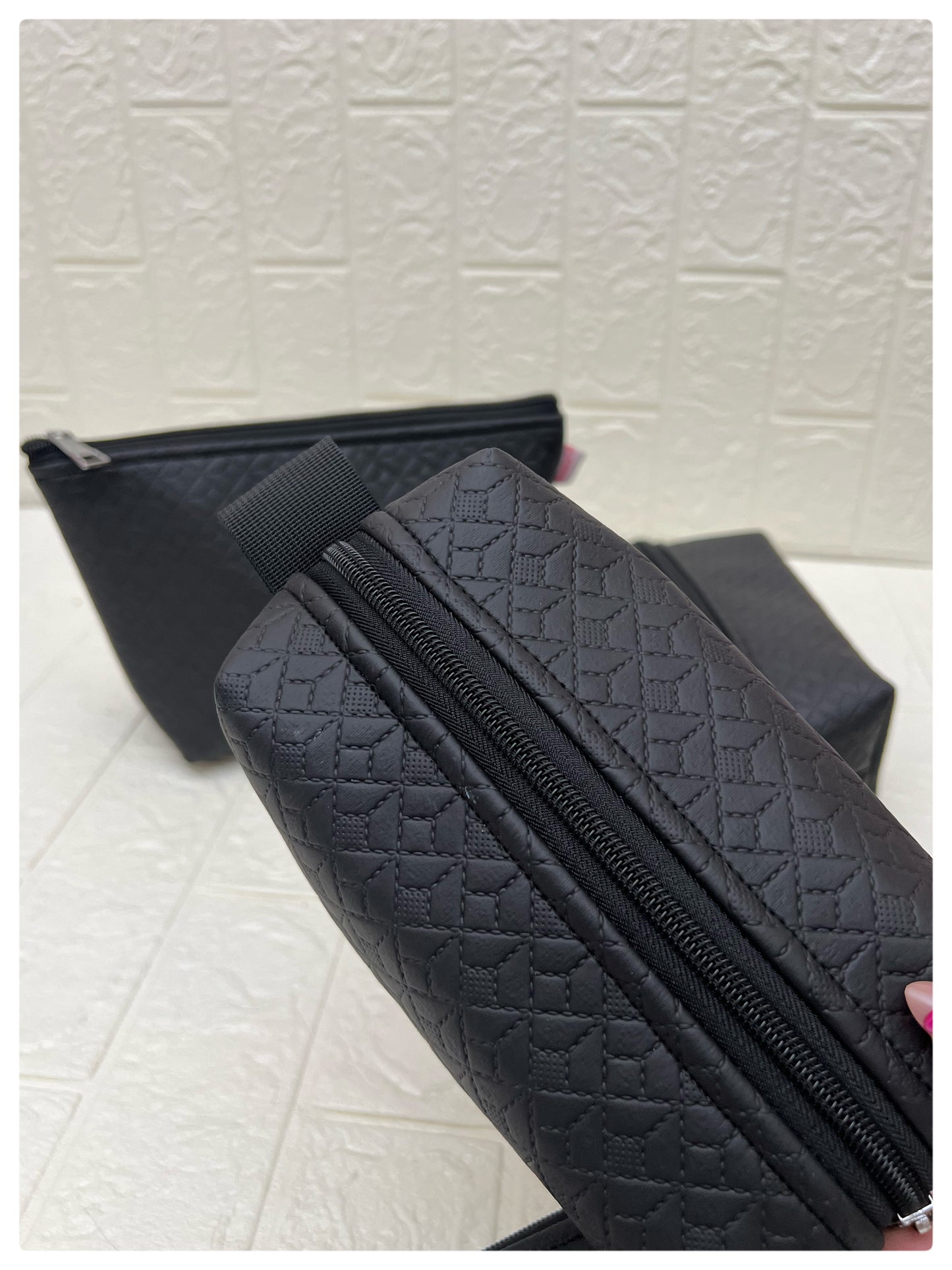 BLACK NOKSHA FAUX LEATHER POUCHES