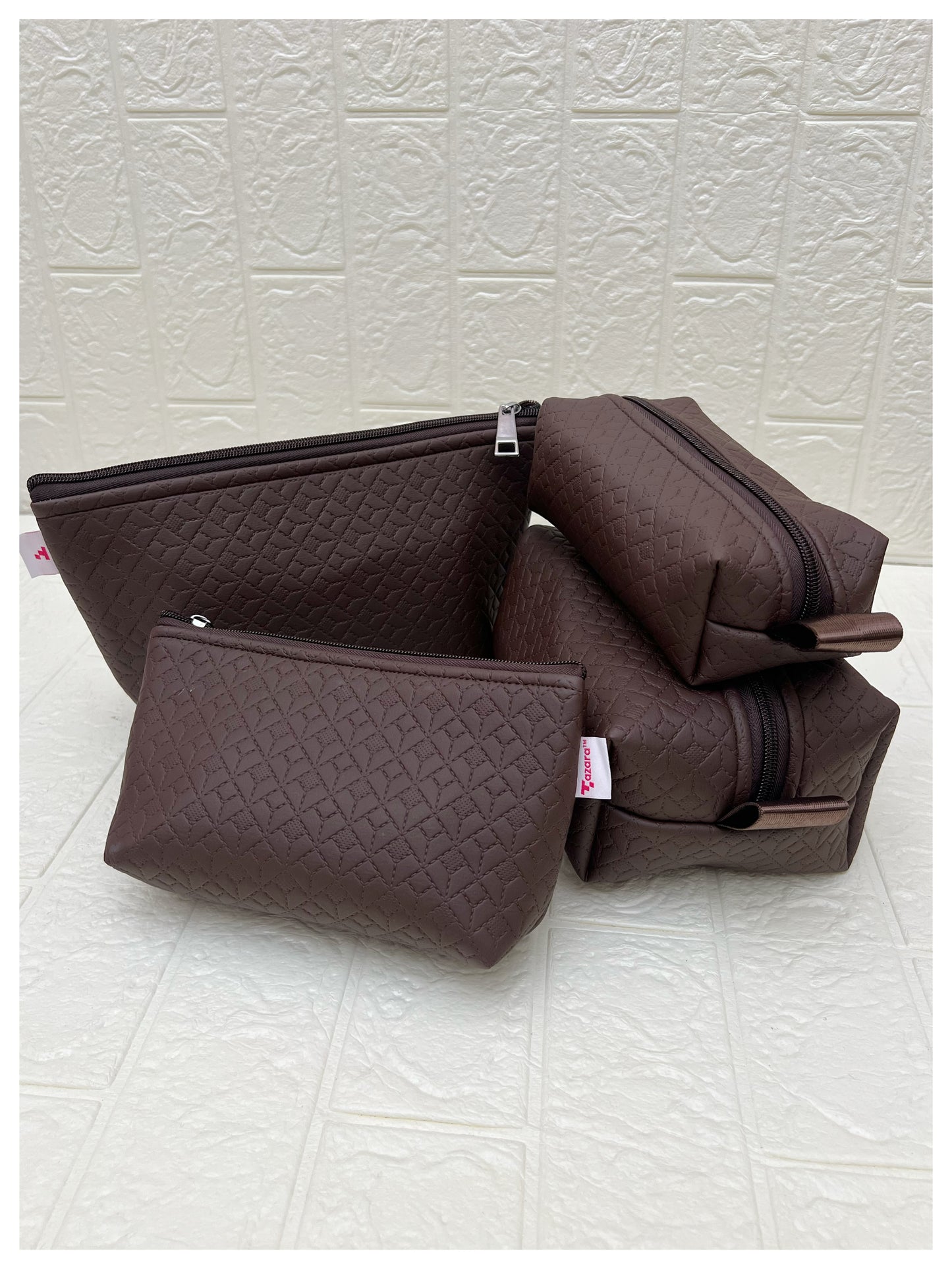 COFFEE NOKSHA FAUX LEATHER POUCHES
