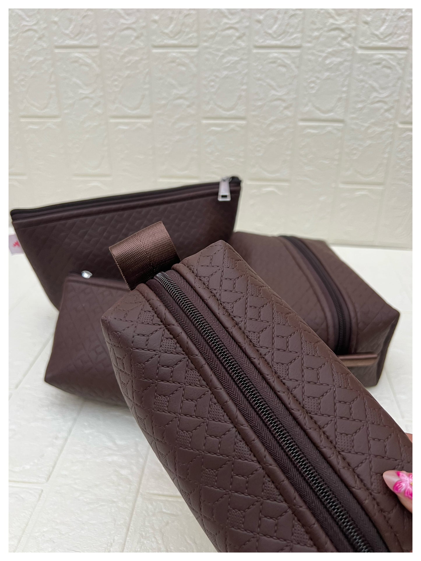 COFFEE NOKSHA FAUX LEATHER POUCHES