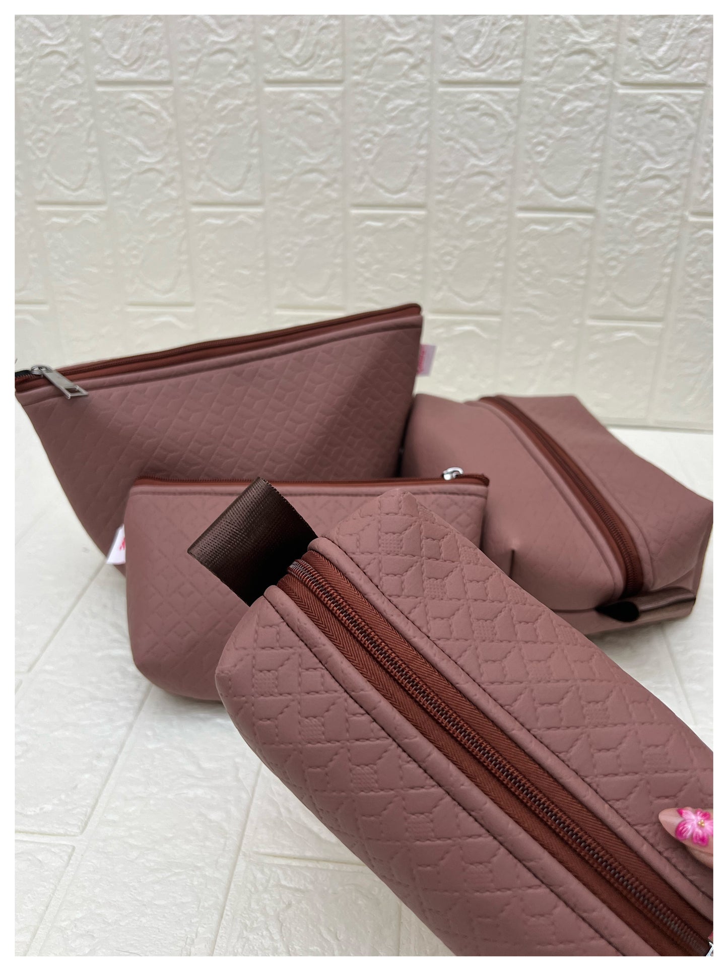DUSTY-MAUVE NOKSHA FAUX LEATHER POUCHES