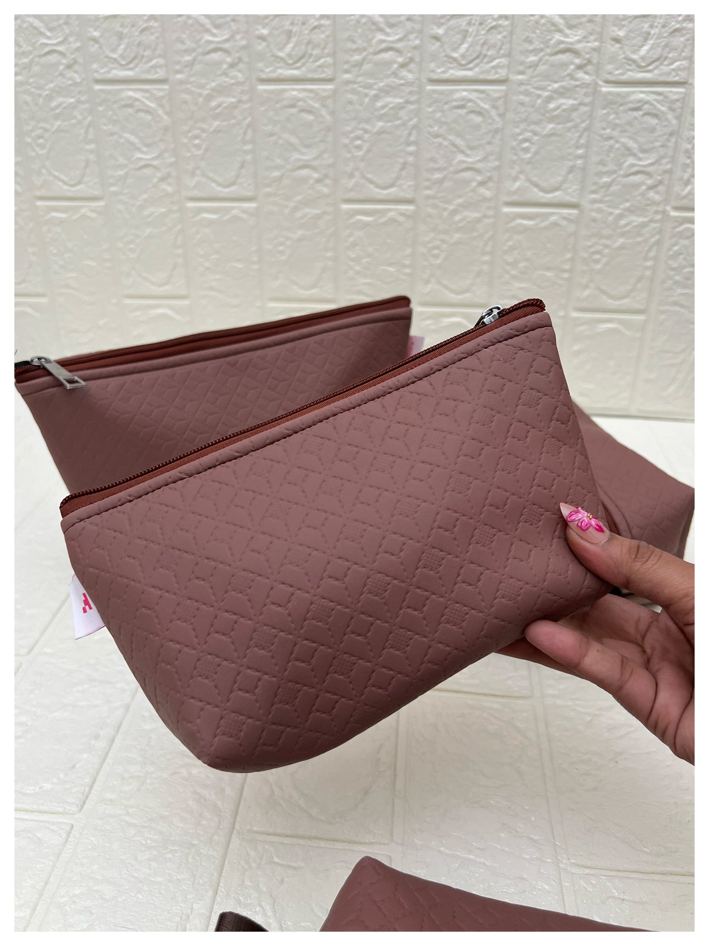 DUSTY-MAUVE NOKSHA FAUX LEATHER POUCHES