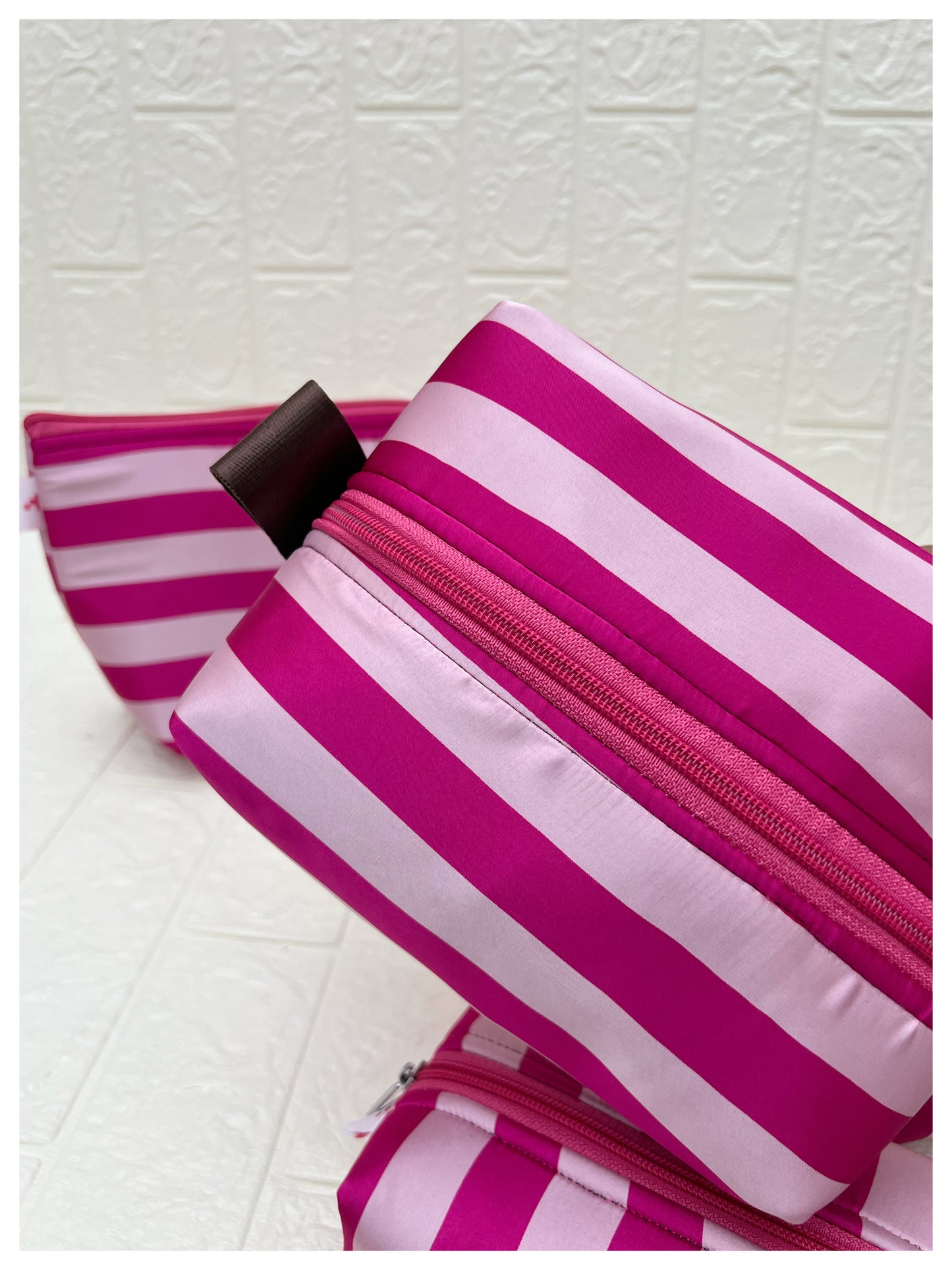 DARK PINK STRIPE POUCHES