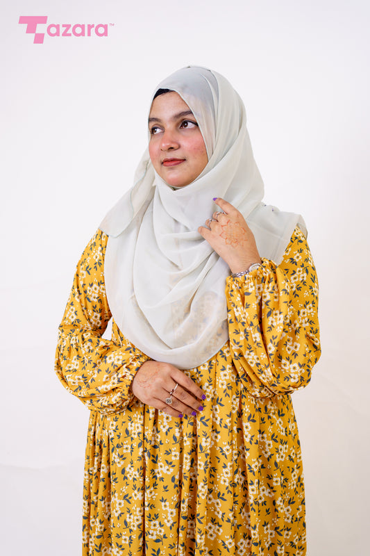 Yellow Floral Long Gown