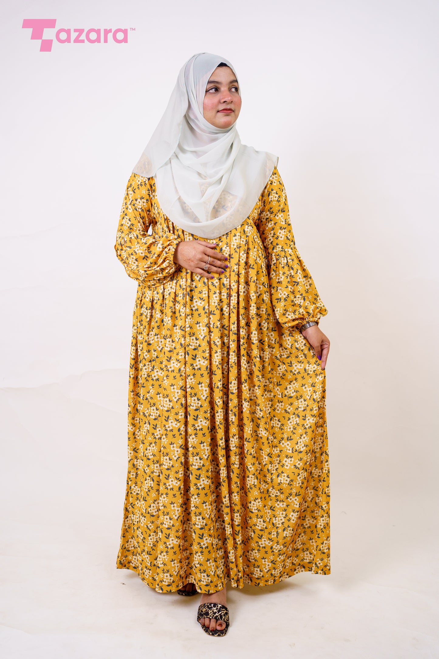Yellow Floral Long Gown